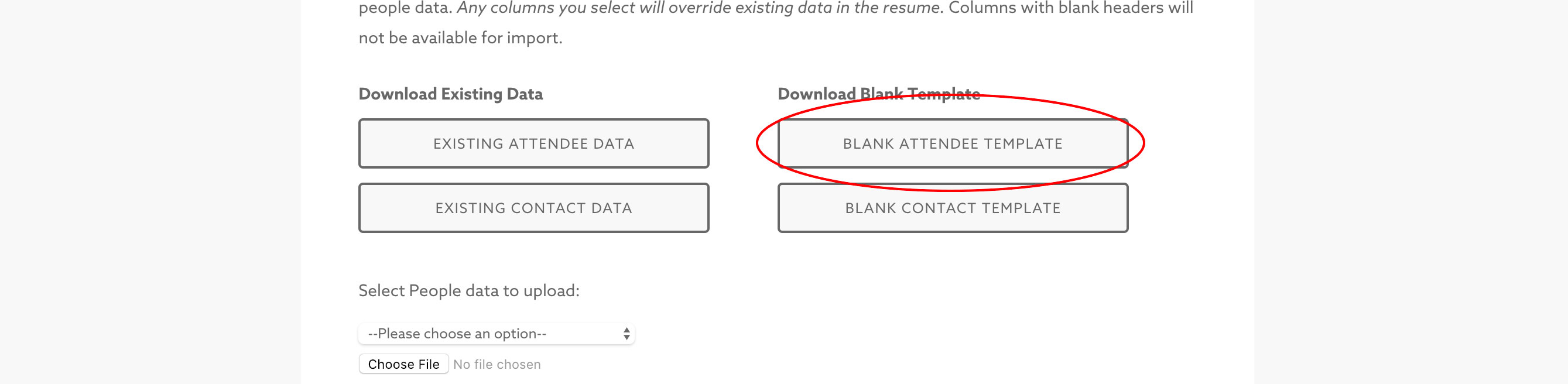 Select Blank Attendee Template