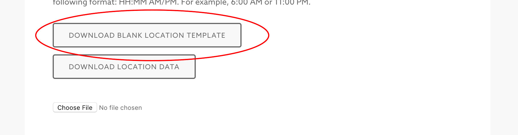 Blank location template download button