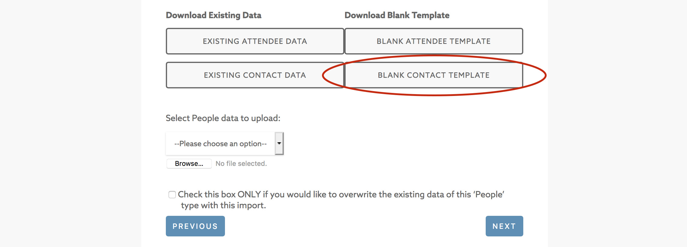 Select Blank Contact template